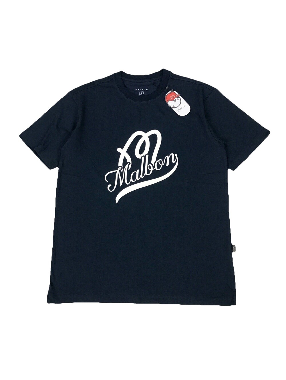 Malbon Script Logo Shirt Mens XL Blue Beams Golf Collection Graphic Tee BNWT!!